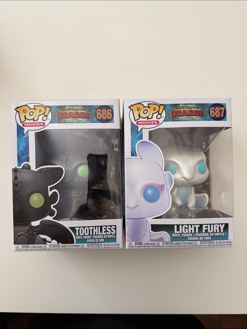 Funko POP! Movies Toothless 686 & Light Fury 687 HTTYD:The Hidden World Figures - Picture 3 of 15